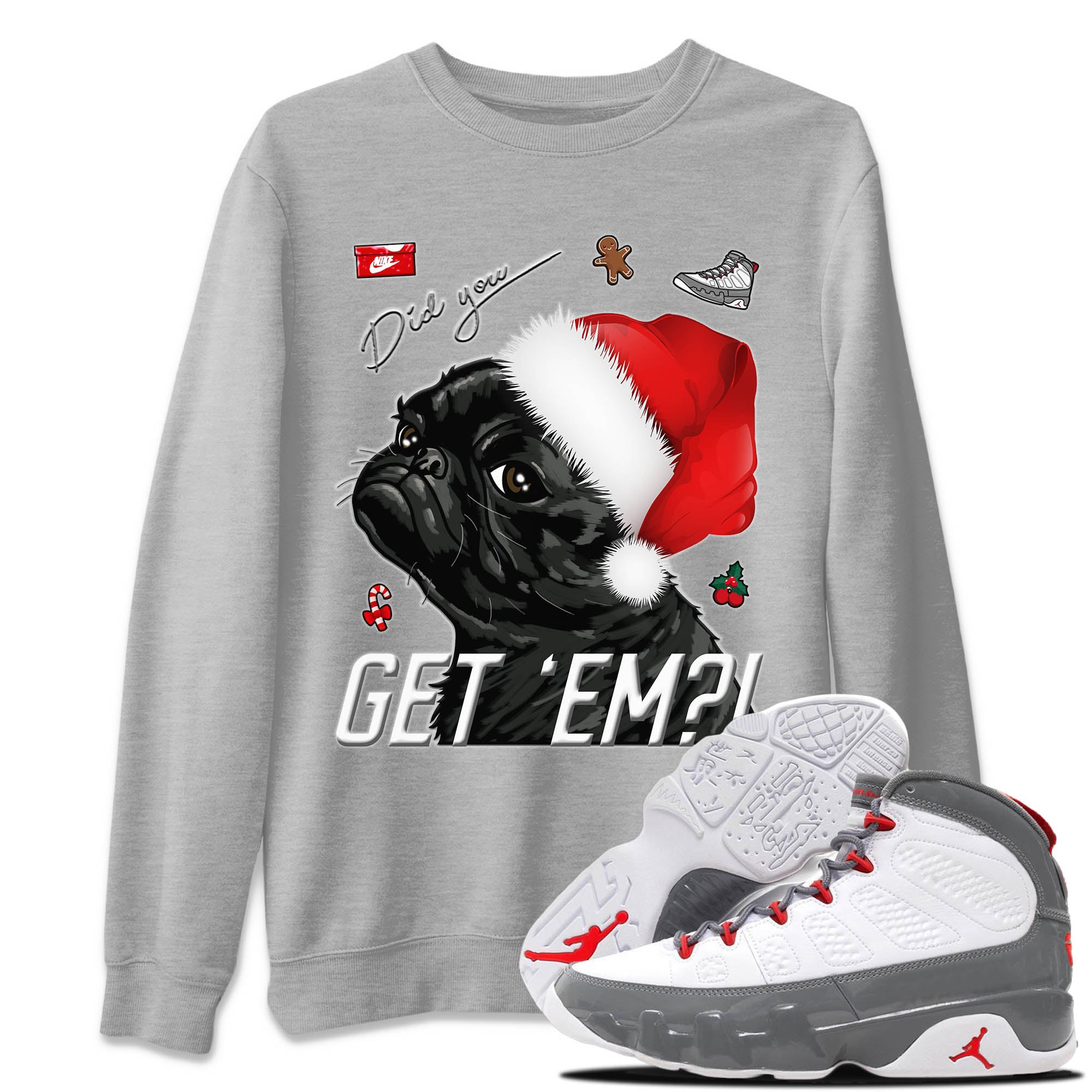 Pug Get Em Unisex Tops - Air Jordan 9 Fire Red
