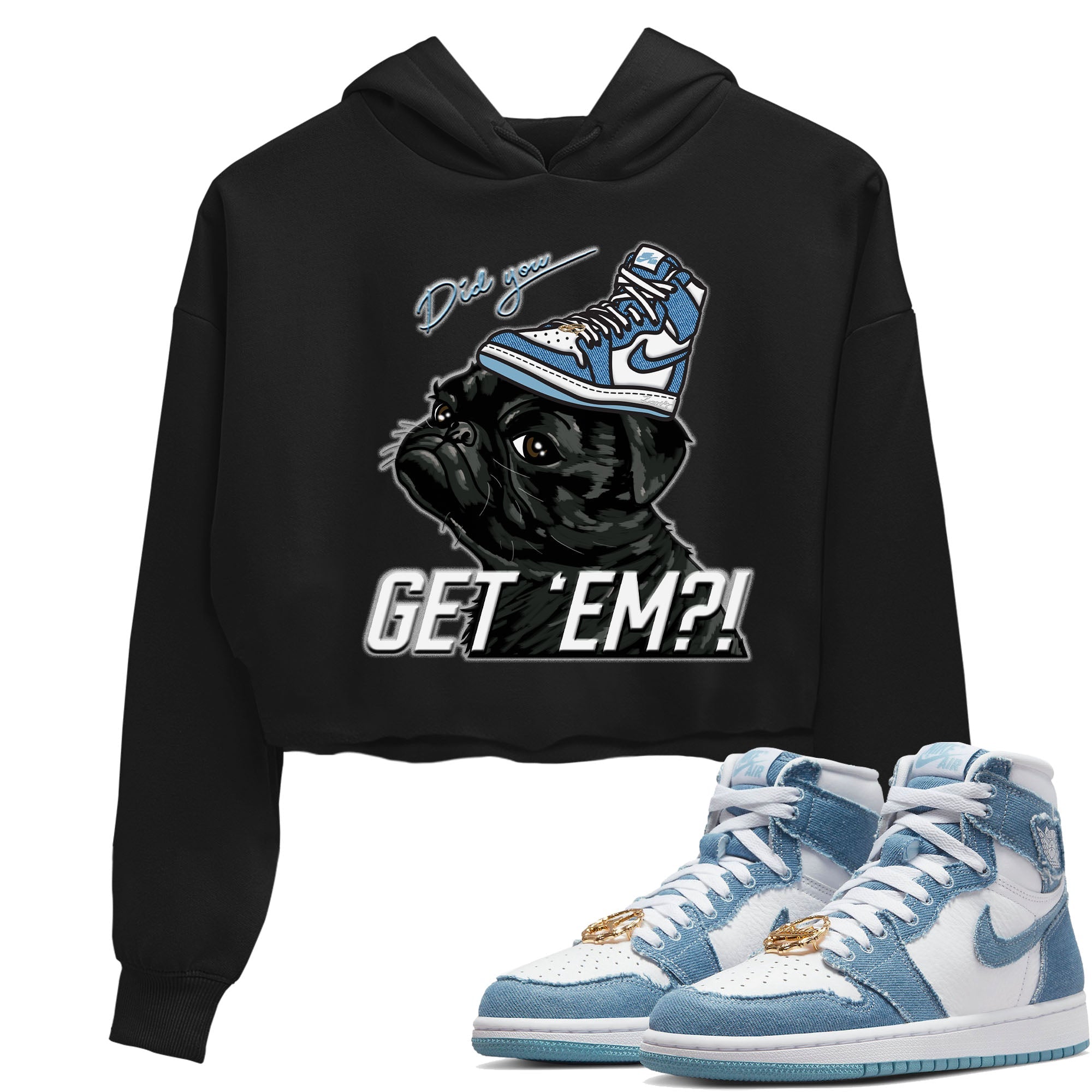 Pug Get Em Women's Tops - Air Jordan 1 Denim