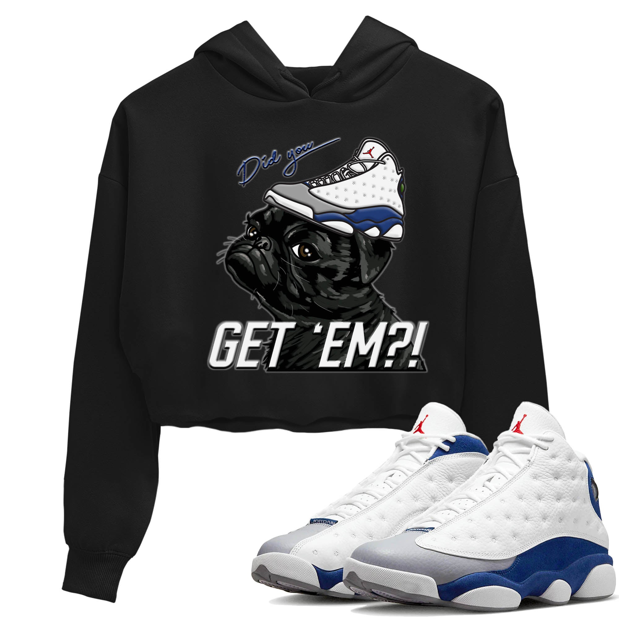 Pug Get Em Women's Tops - Air Jordan 13 French Blue