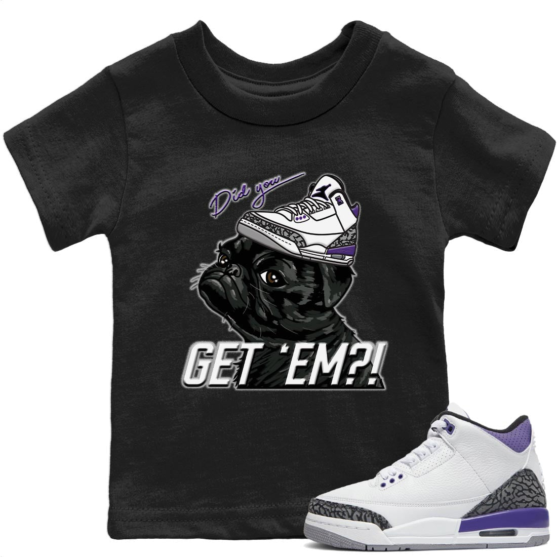 Pug Get Em Kids Tops - Air Jordan 3 Dark Iris