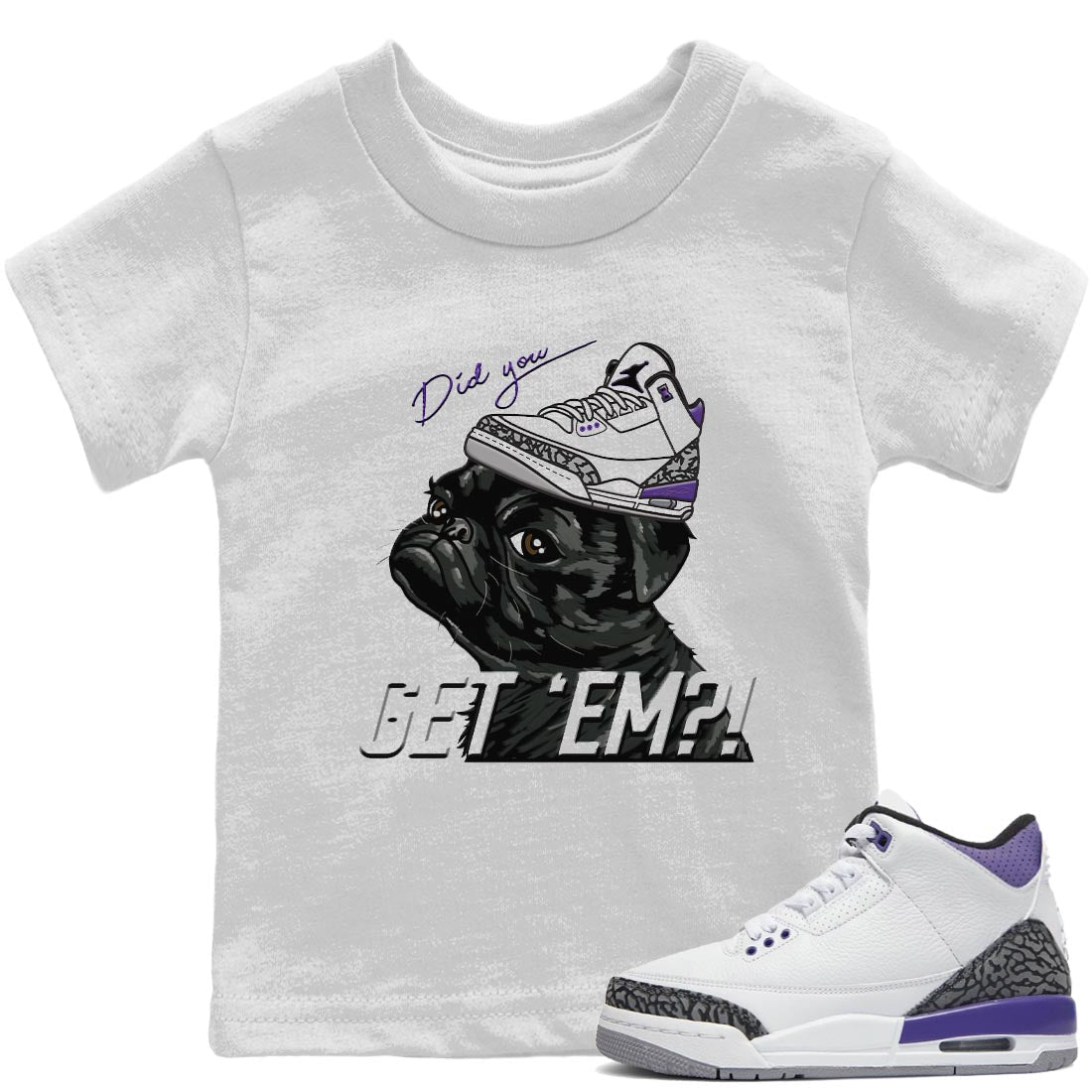 Pug Get Em Kids Tops - Air Jordan 3 Dark Iris