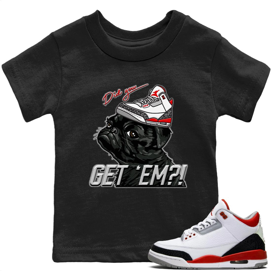 Pug Get Em Kids Tops - Air Jordan 3 Fire Red