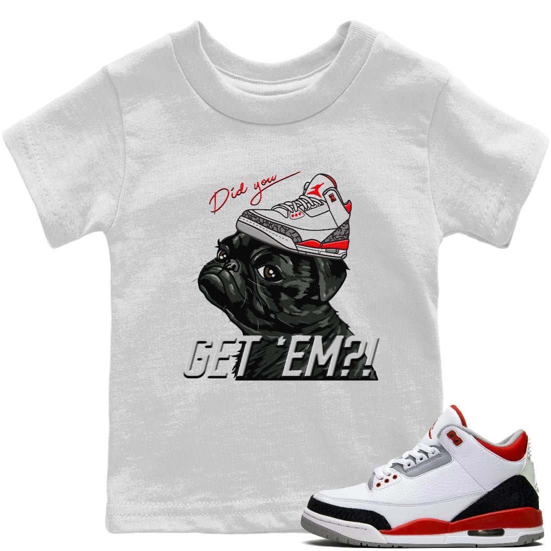 Pug Get Em Kids Tops - Air Jordan 3 Fire Red