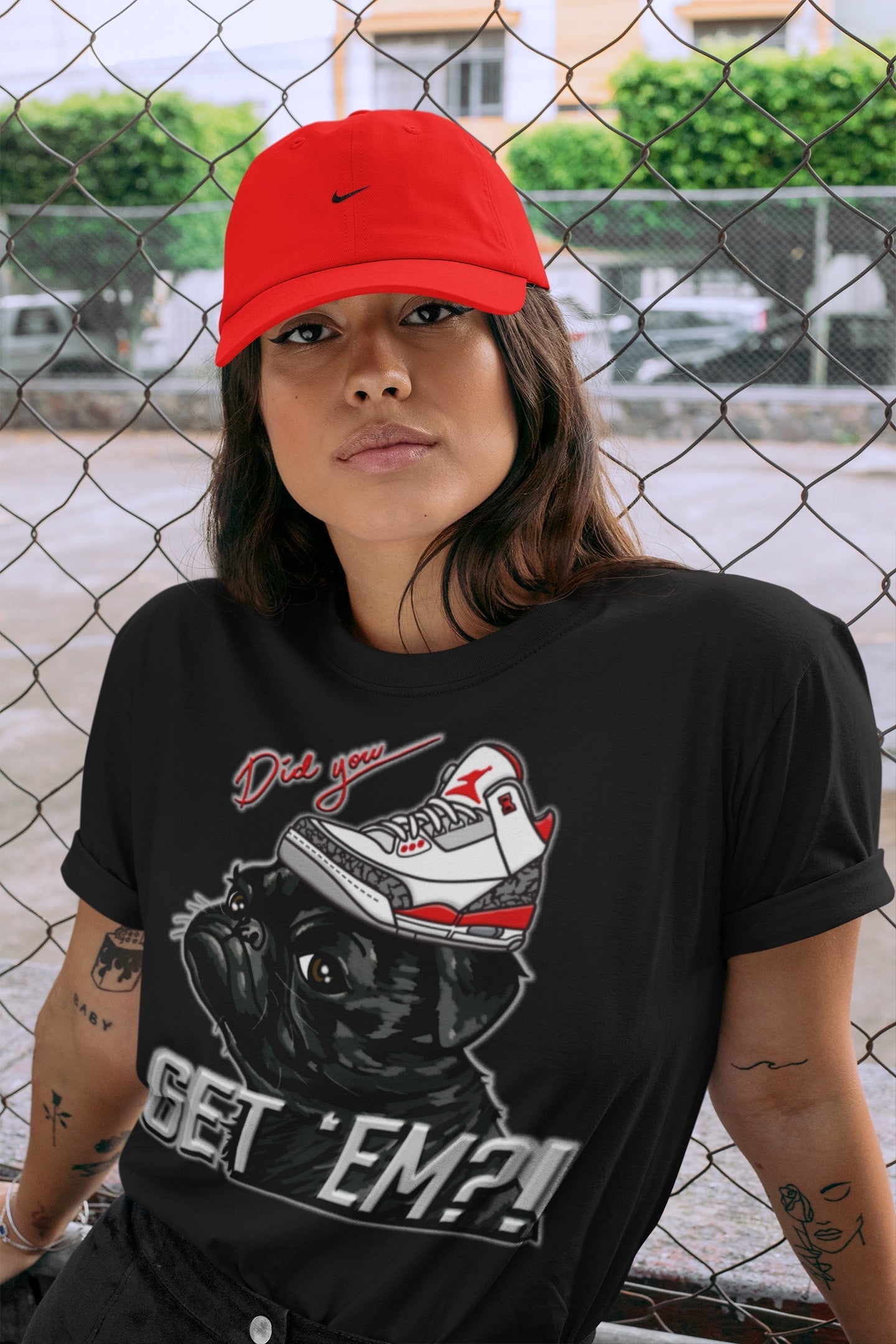 Pug Get Em Unisex Tops - Air Jordan 3 Fire Red