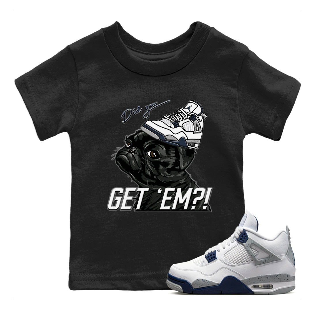 Pug Get Em Kids Tops - Air Jordan 4 Midnight Navy