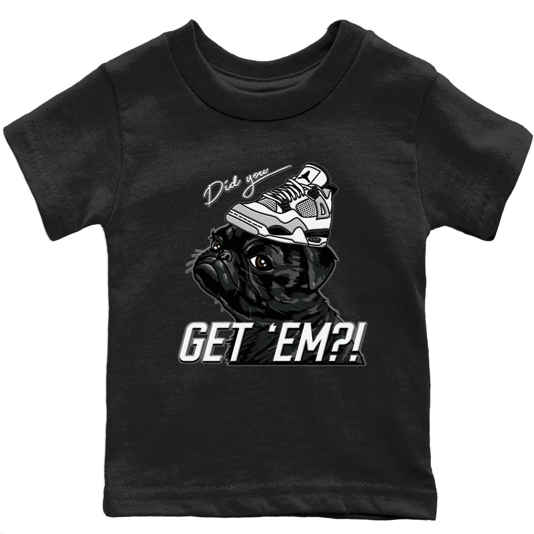 Pug Get Em Kids Tops - Air Jordan 4 Military Black