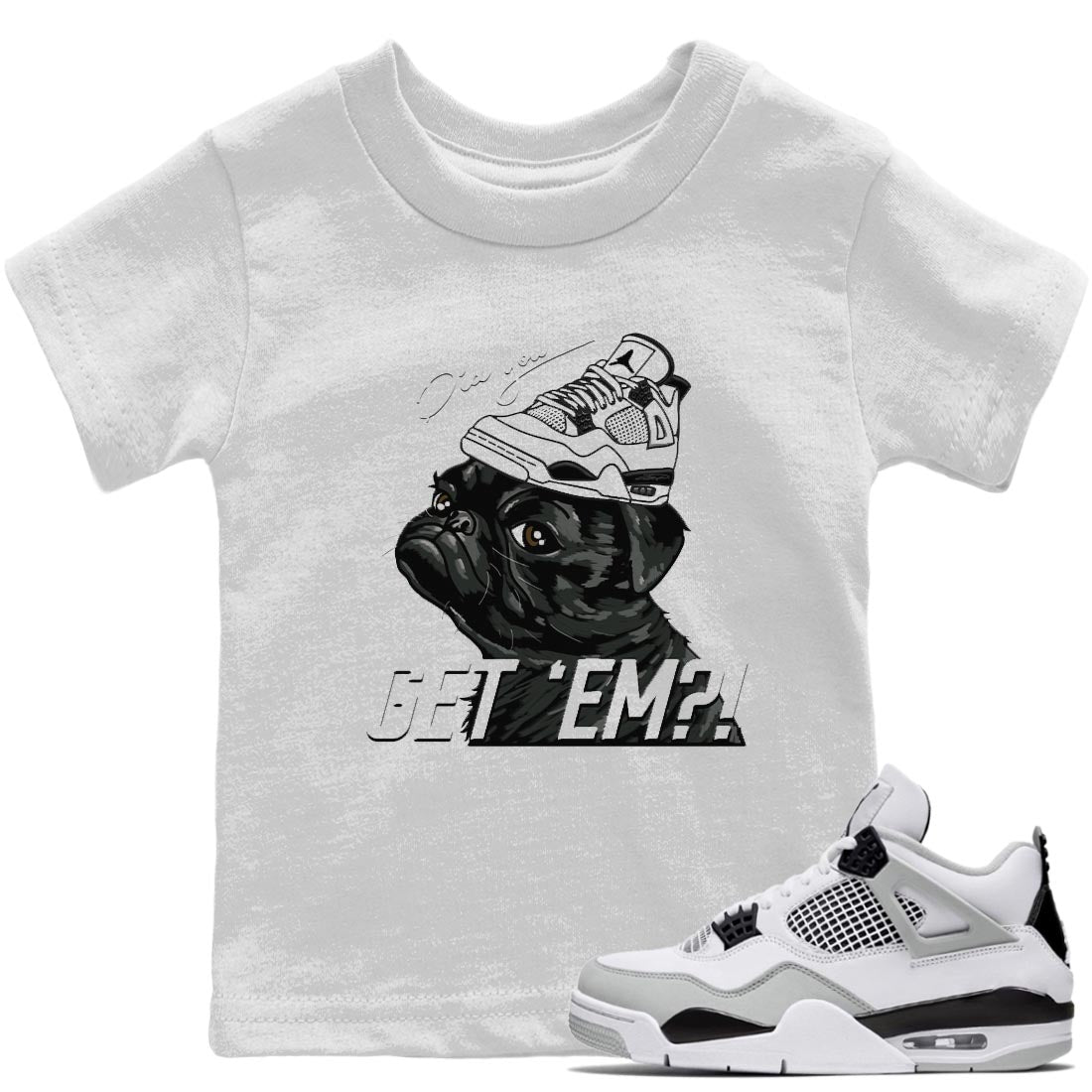 Pug Get Em Kids Tops - Air Jordan 4 Military Black