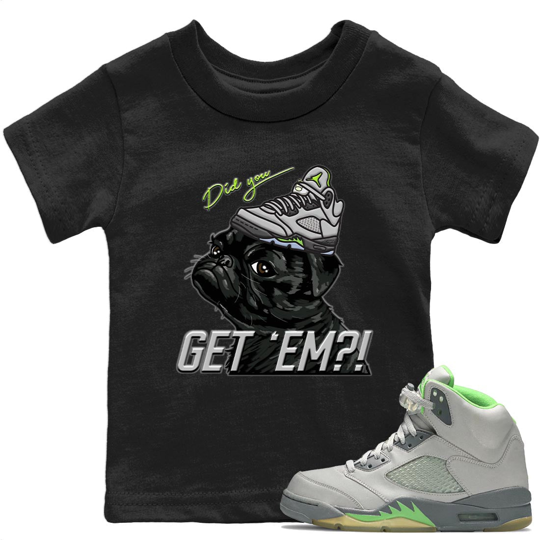 Pug Get Em Kids Tops - Air Jordan 5 Green Bean