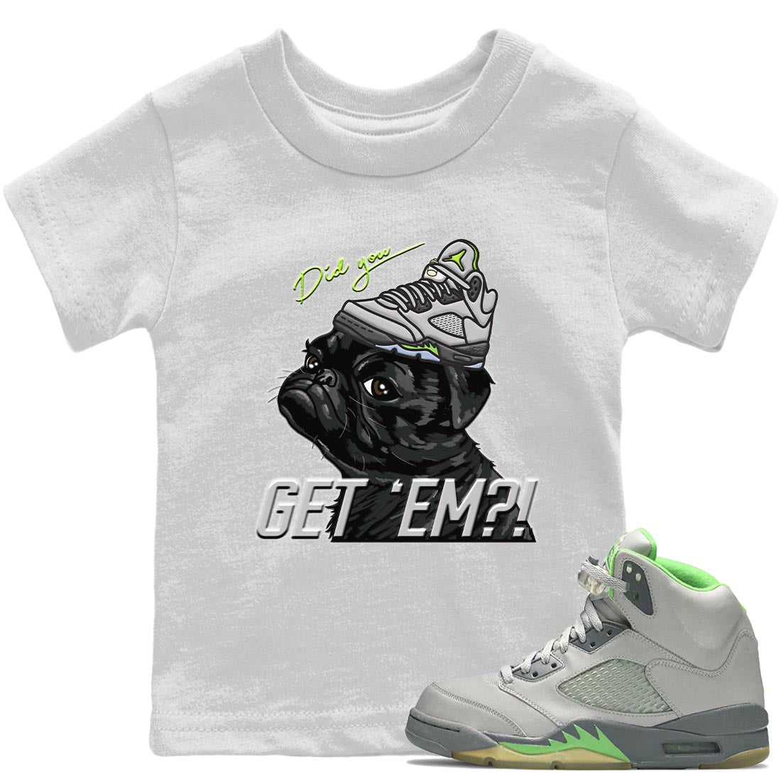Pug Get Em Kids Tops - Air Jordan 5 Green Bean