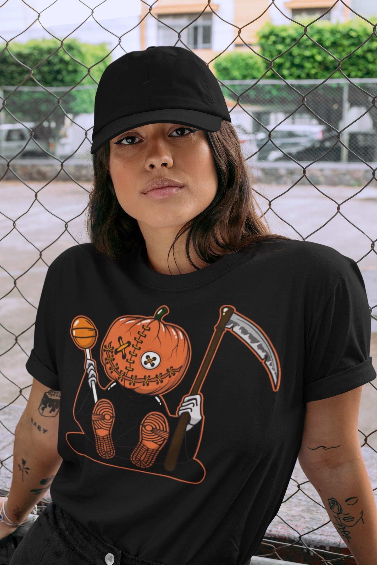 Pumpkin Head Unisex Tops - Air Jordan 1 Electro Orange