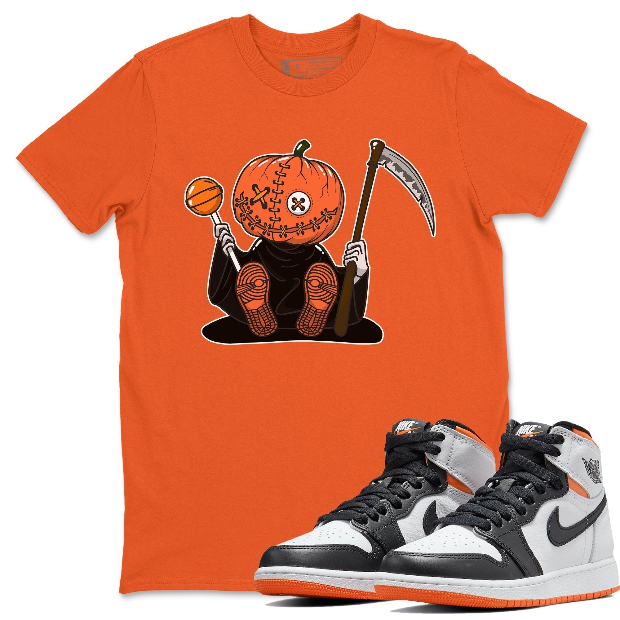 Pumpkin Head Unisex Tops - Air Jordan 1 Electro Orange