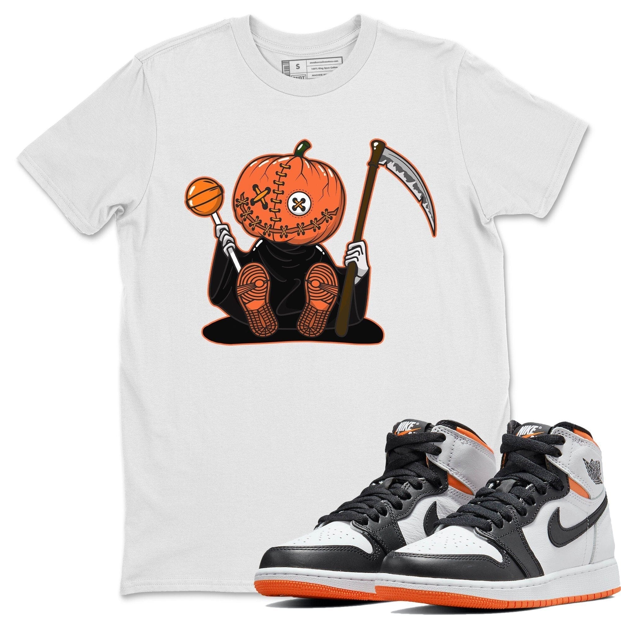 Pumpkin Head Unisex Tops - Air Jordan 1 Electro Orange