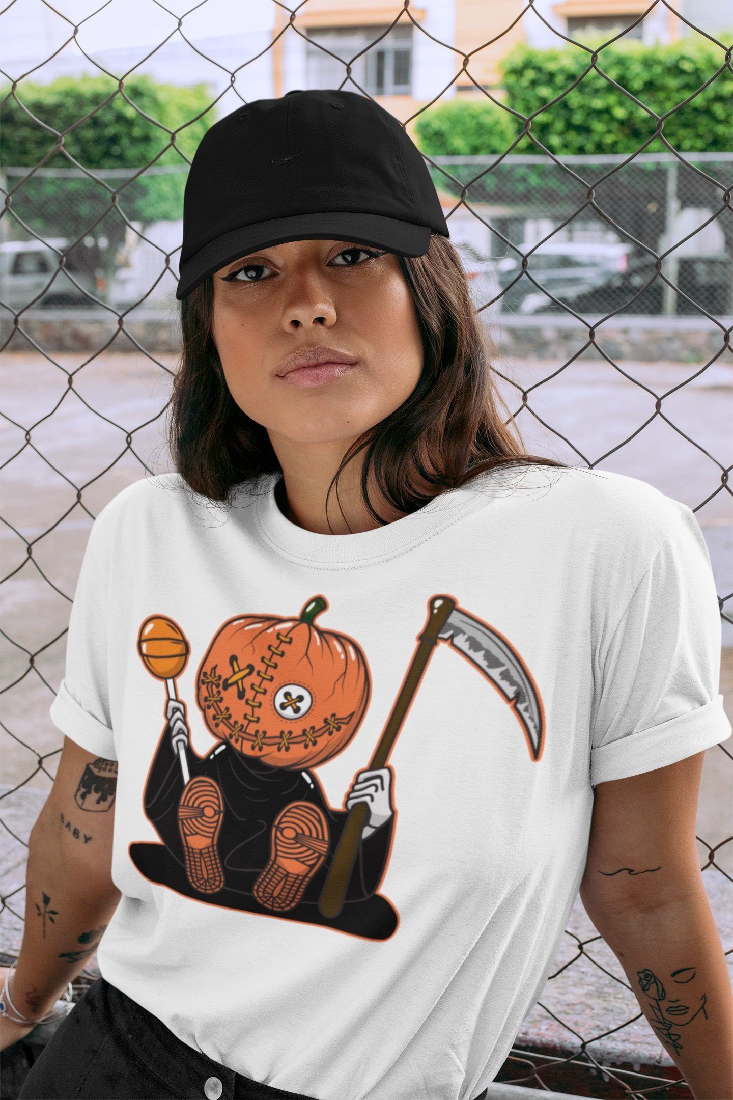 Pumpkin Head Unisex Tops - Air Jordan 1 Electro Orange