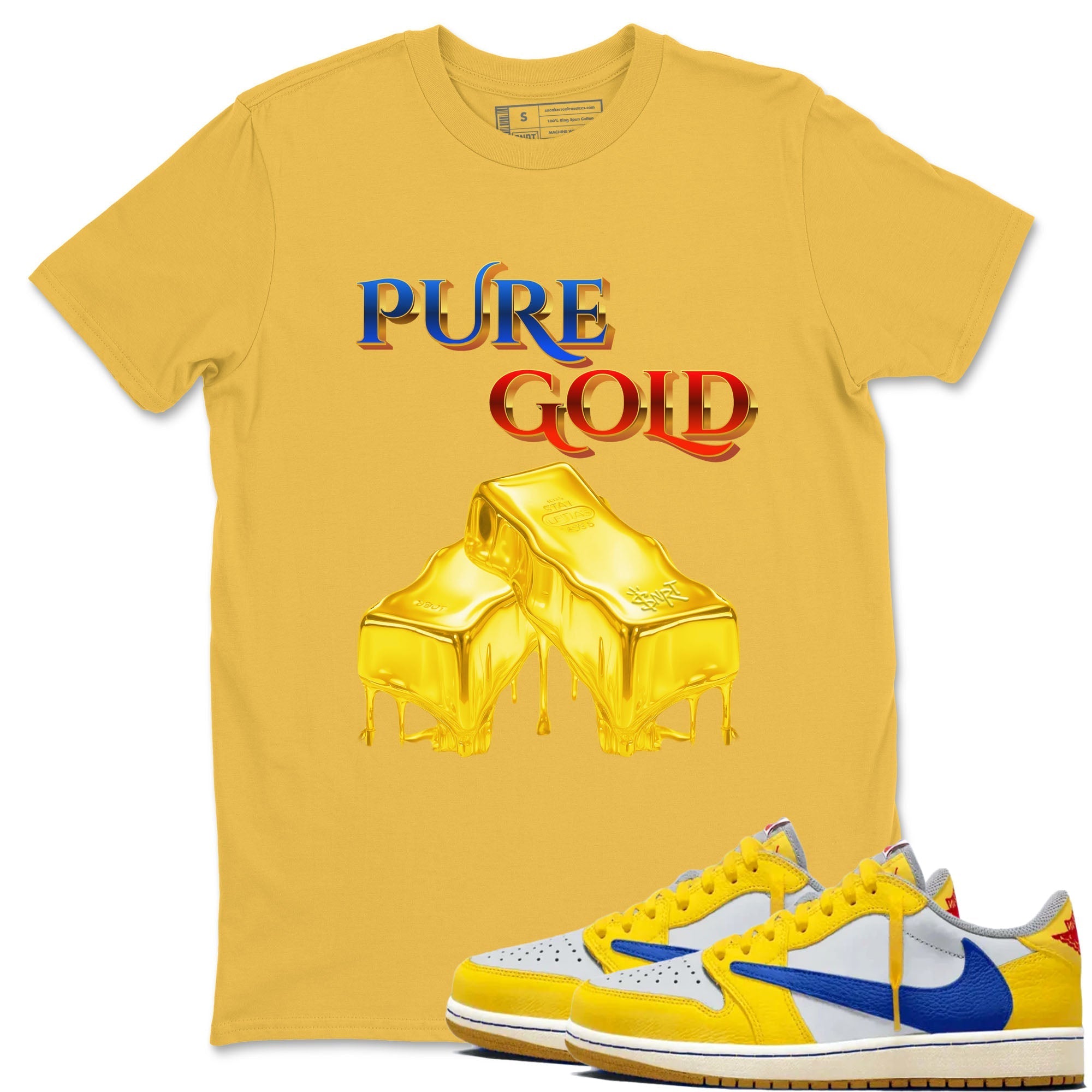 Pure Gold snkmatch Tees - Air Jordan 1 Travis Scott Canary
