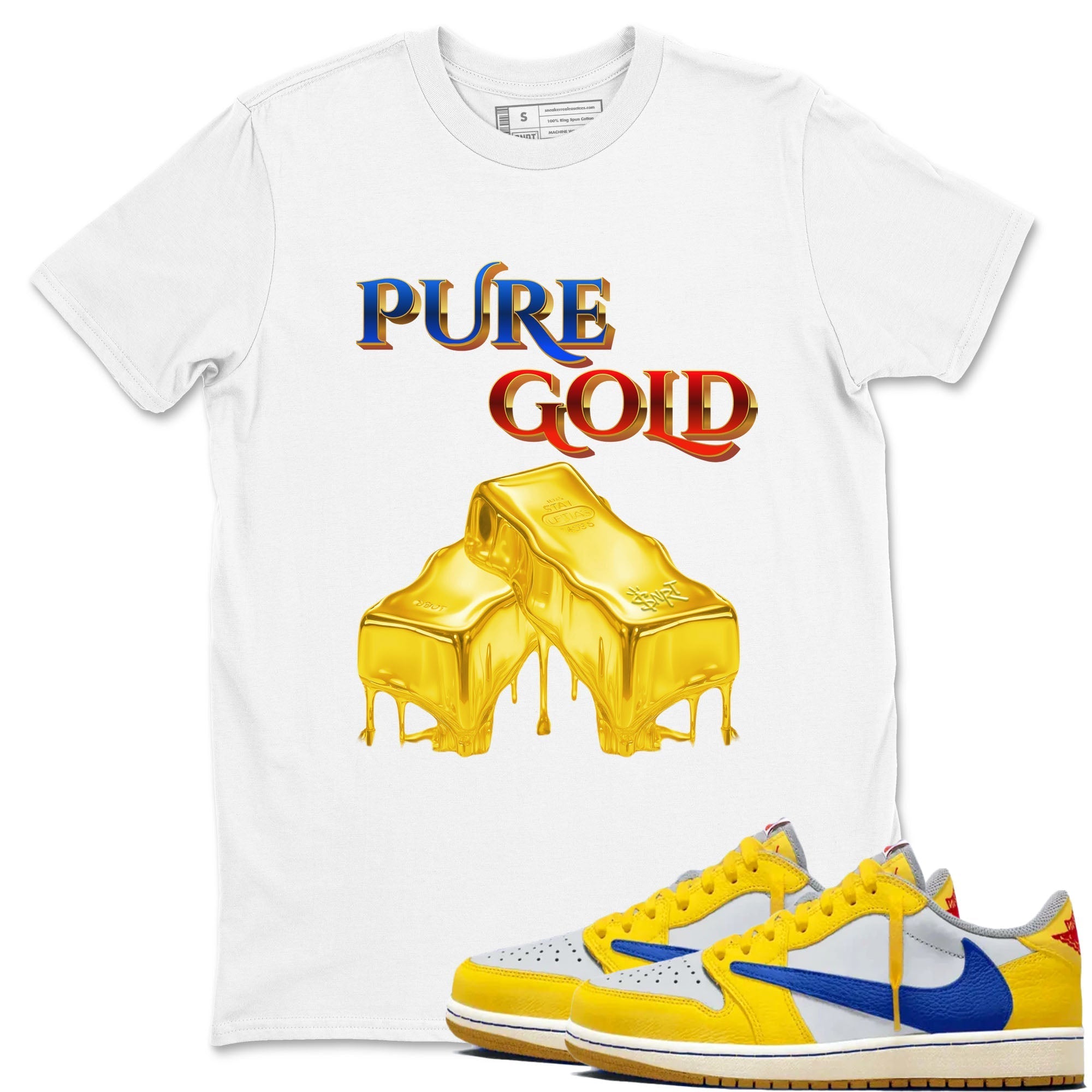 Pure Gold snkmatch Tees - Air Jordan 1 Travis Scott Canary