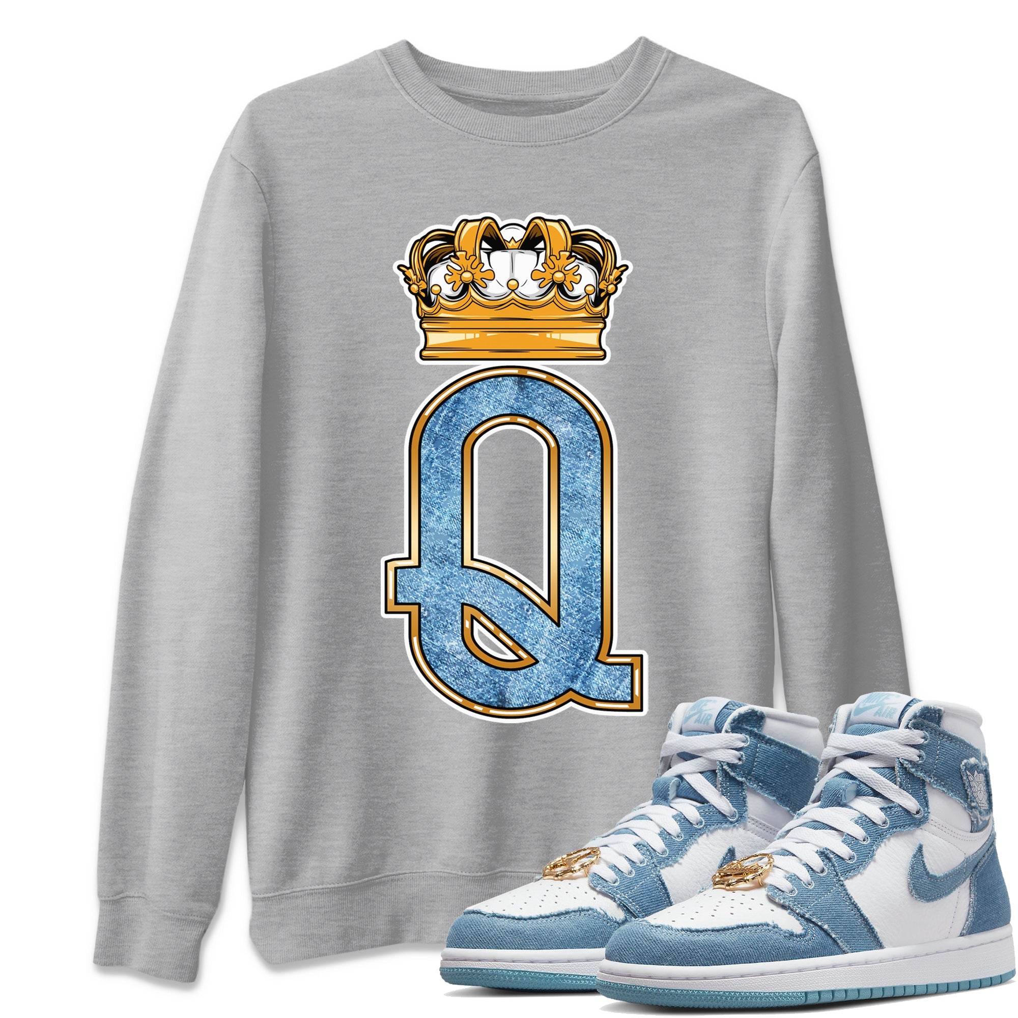 Queen Crown Unisex Tops - Air Jordan 1 Denim