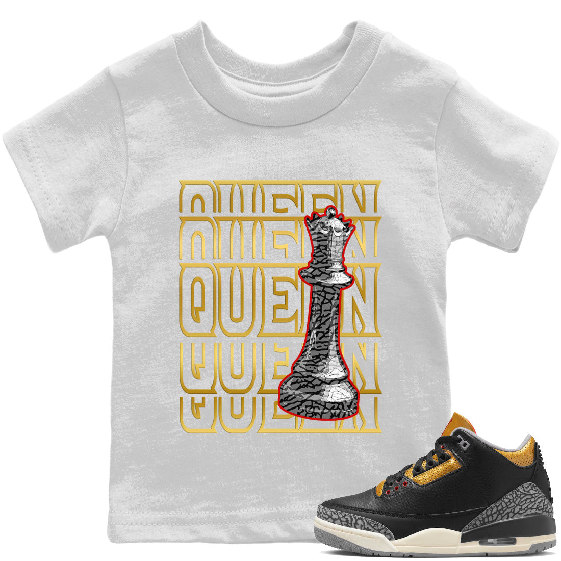 Queen Kids Tops - Air Jordan 3 Black Gold