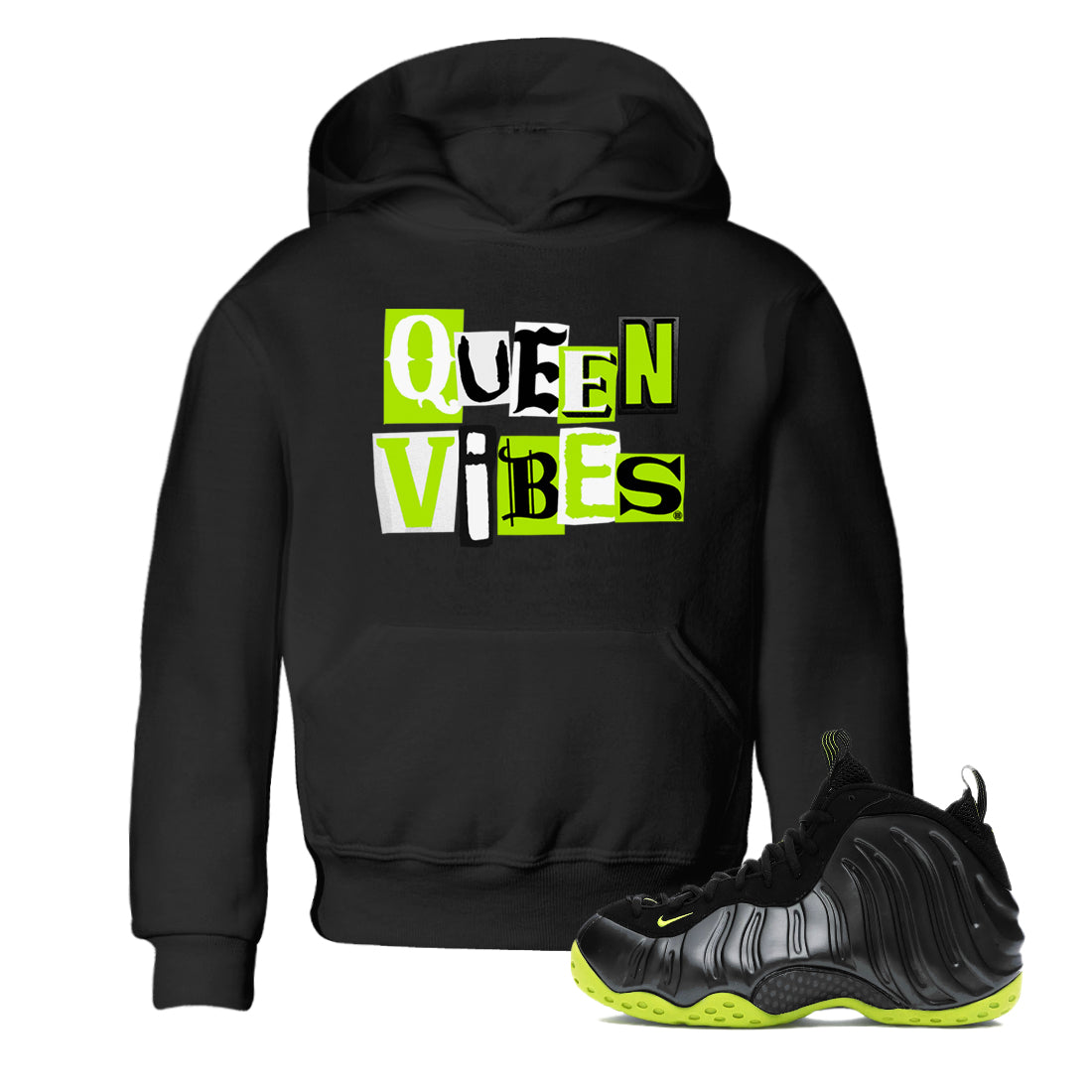 Queen Vibes snkmatch Tees Kids - Air Foamposite One Black Volt