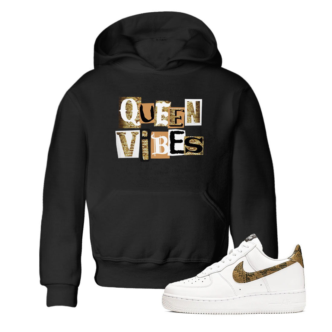Queen Vibes snkmatch Tees Kids - Air Force 1 Ivory Snake