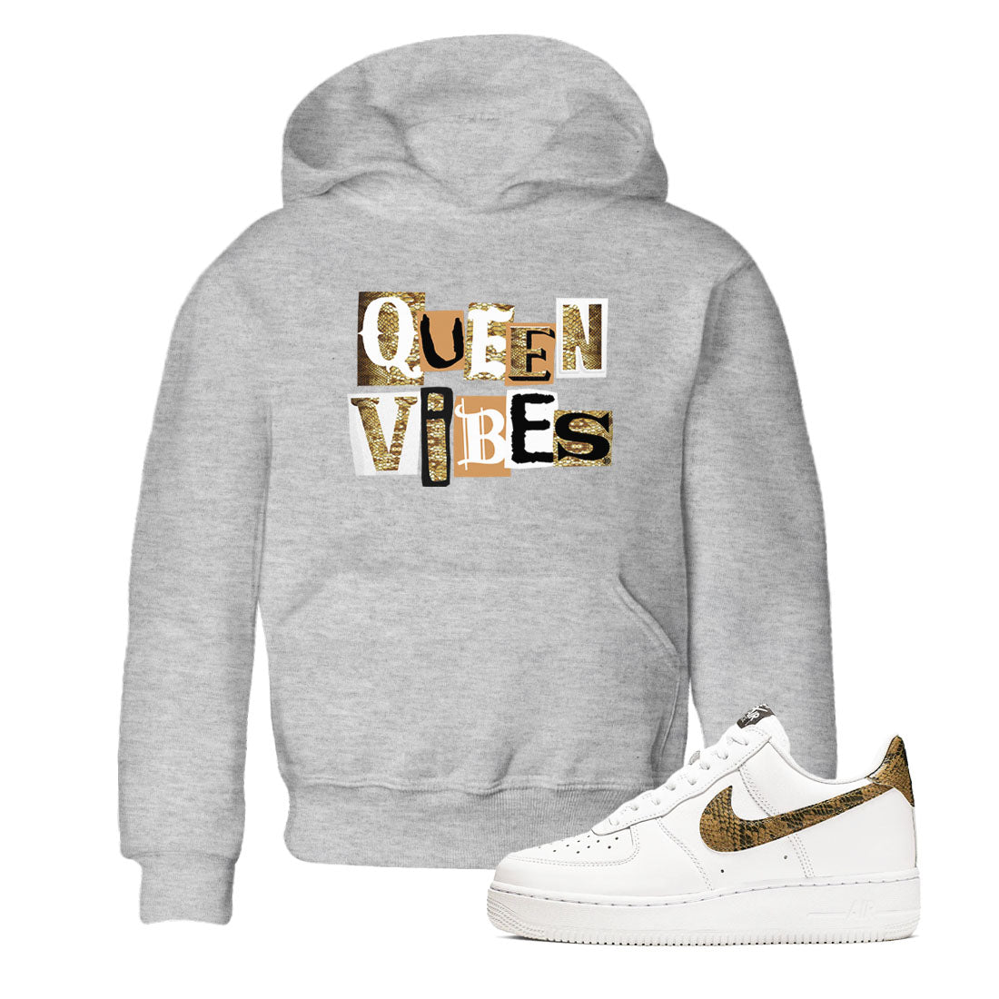 Queen Vibes snkmatch Tees Kids - Air Force 1 Ivory Snake