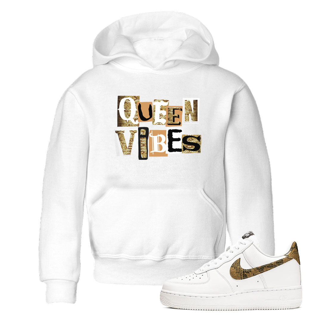 Queen Vibes snkmatch Tees Kids - Air Force 1 Ivory Snake