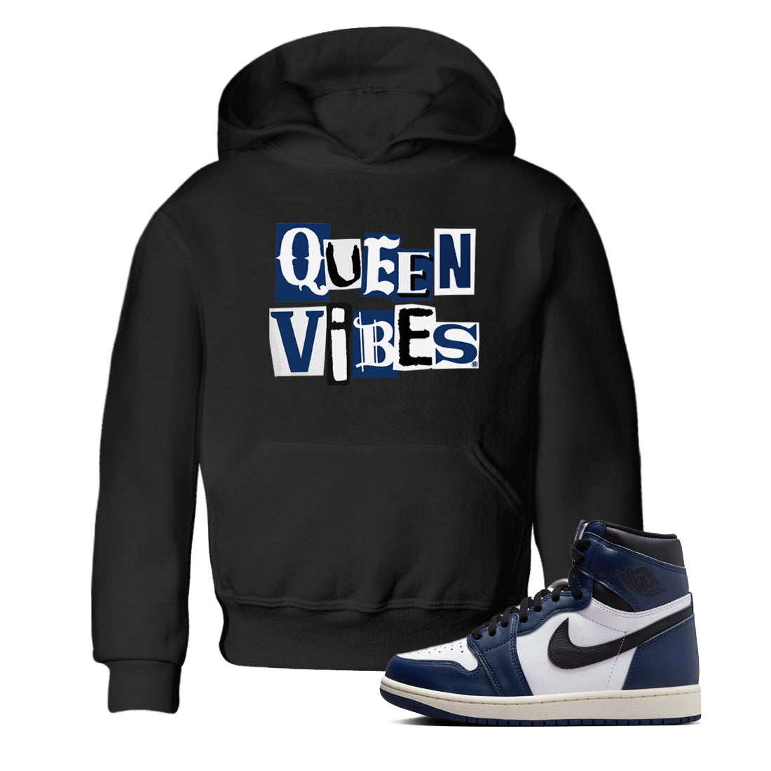 Queen Vibes snkmatch Tees Kids - Air Jordan 1 Midnight Navy