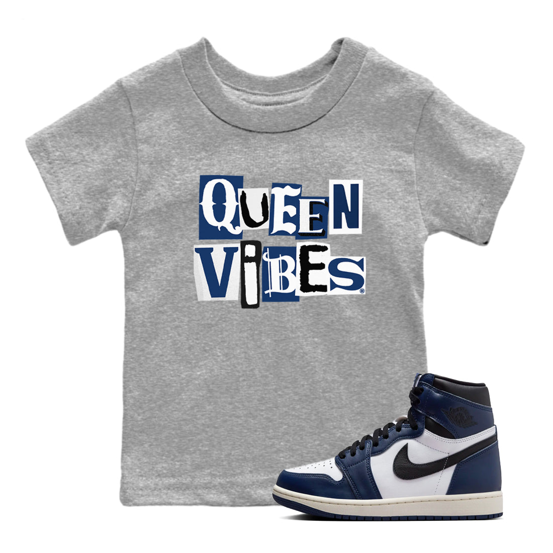 Queen Vibes snkmatch Tees Kids - Air Jordan 1 Midnight Navy