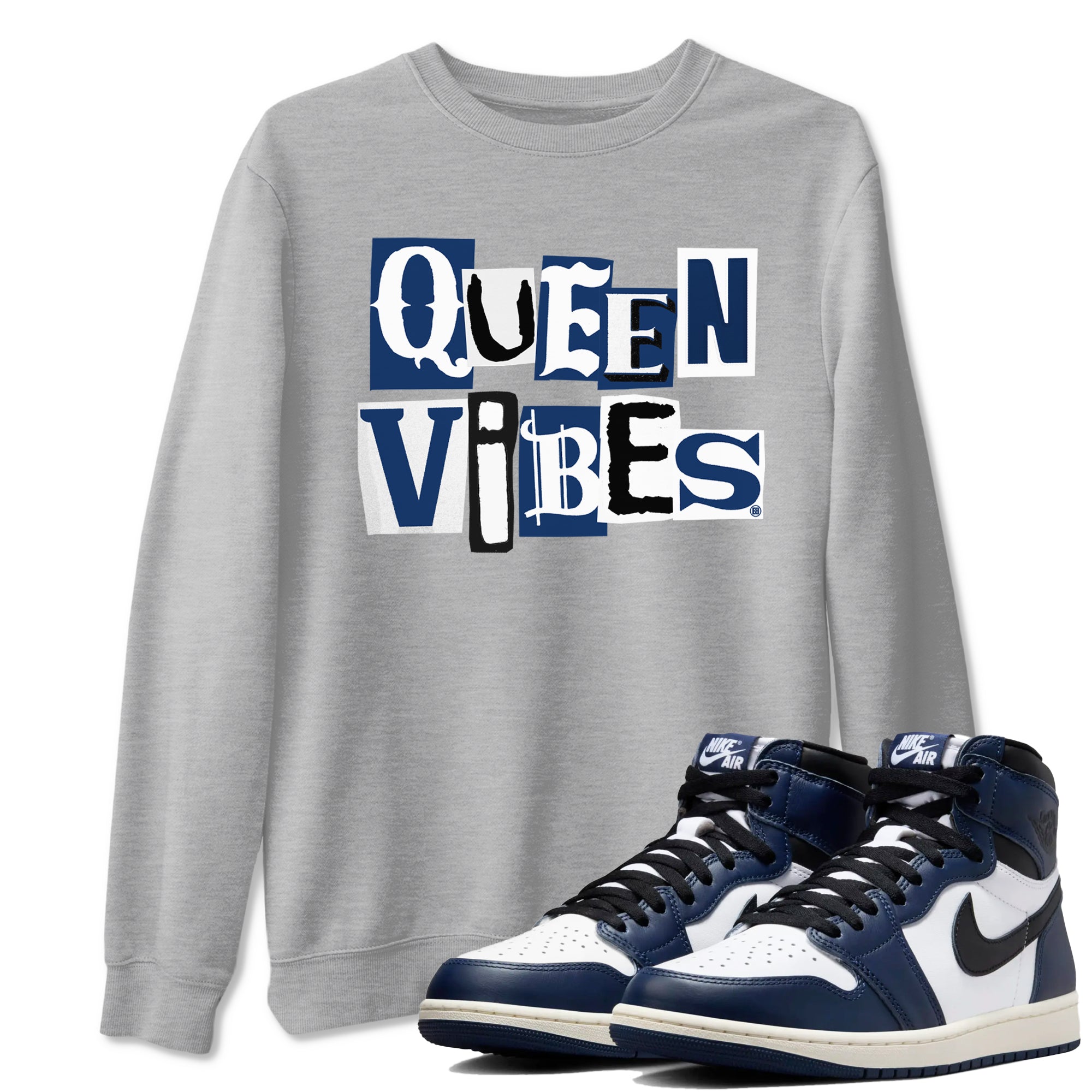 Queen Vibes snkmatch Tees - Air Jordan 1 Midnight Navy
