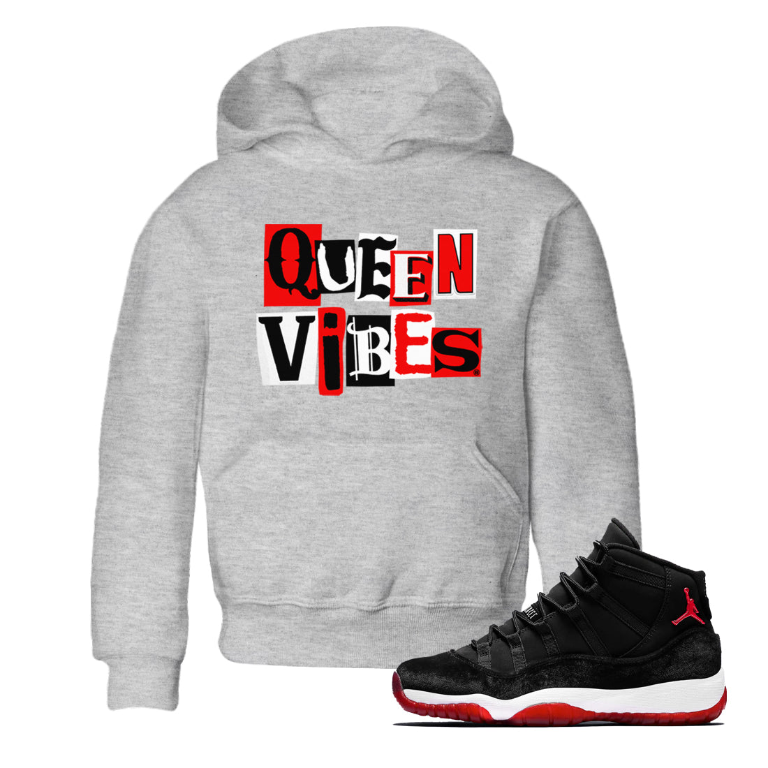 Queen Vibes snkmatch Tees Kids - Air Jordan 11 Bred Velvet