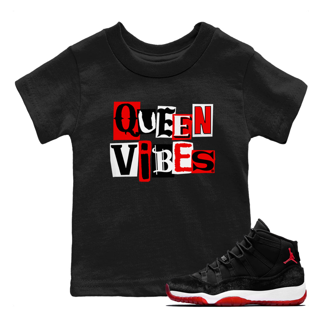 Queen Vibes snkmatch Tees Kids - Air Jordan 11 Bred Velvet
