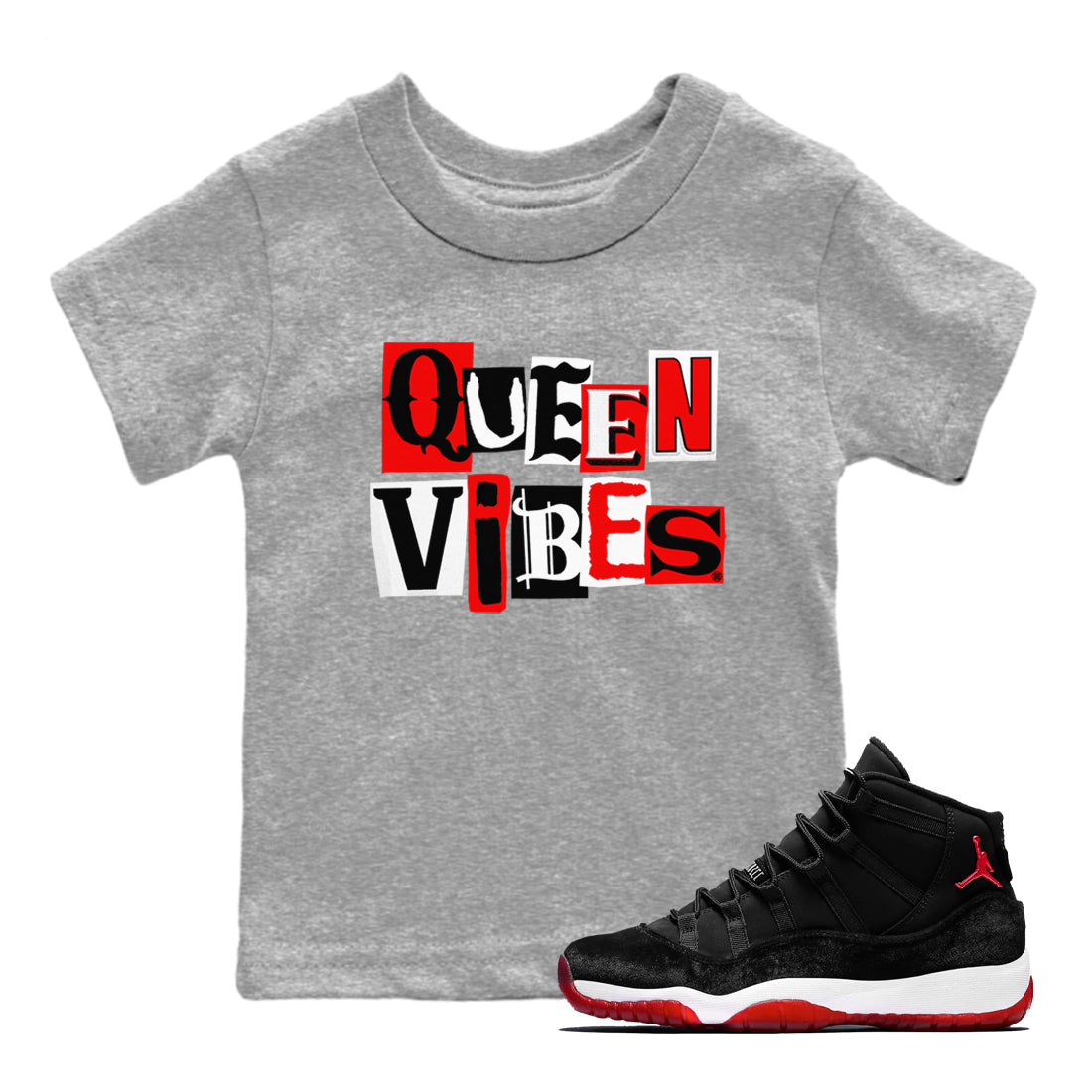 Queen Vibes snkmatch Tees Kids - Air Jordan 11 Bred Velvet