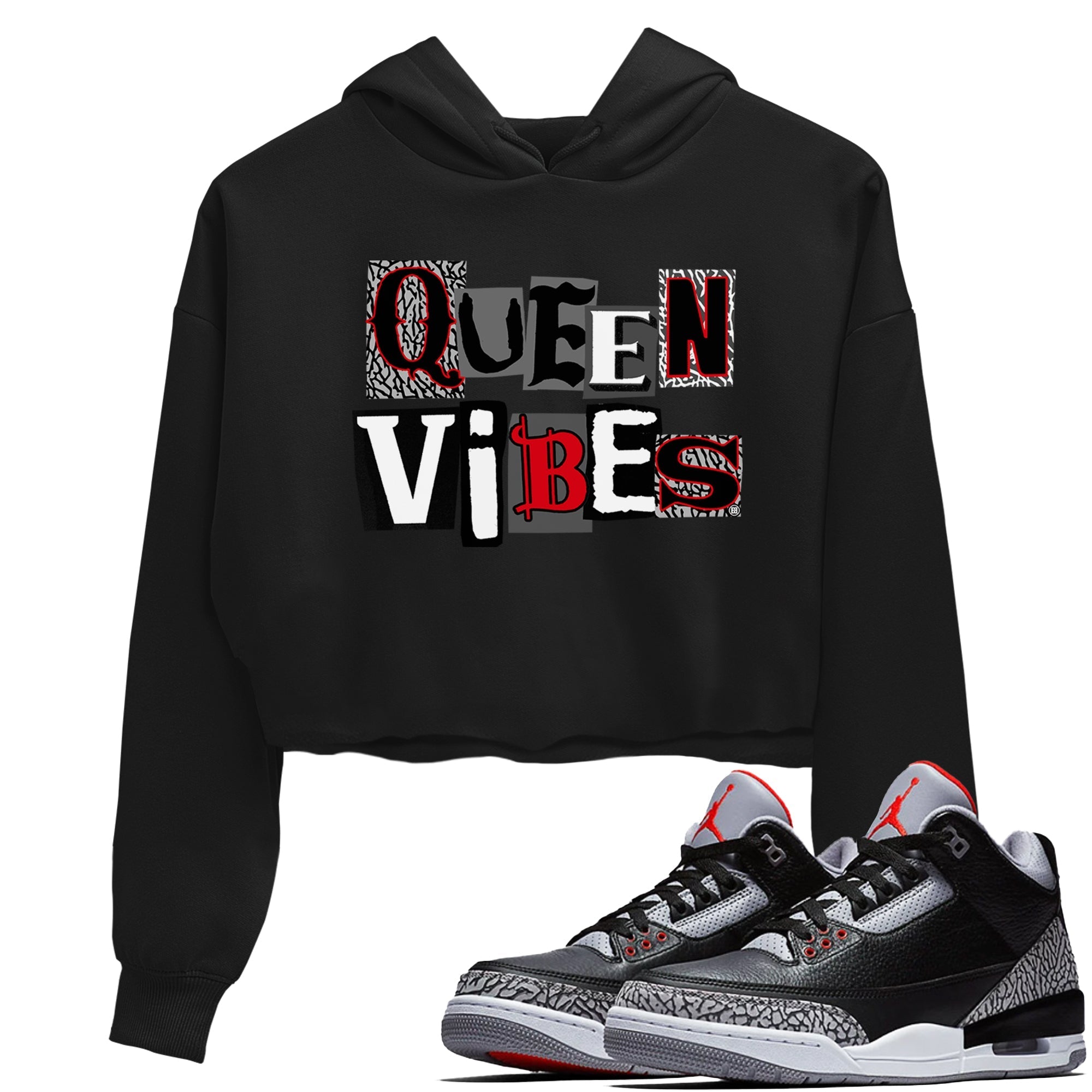 Queen Vibes snkmatch Women's Top - Air Jordan 3 Black Cement