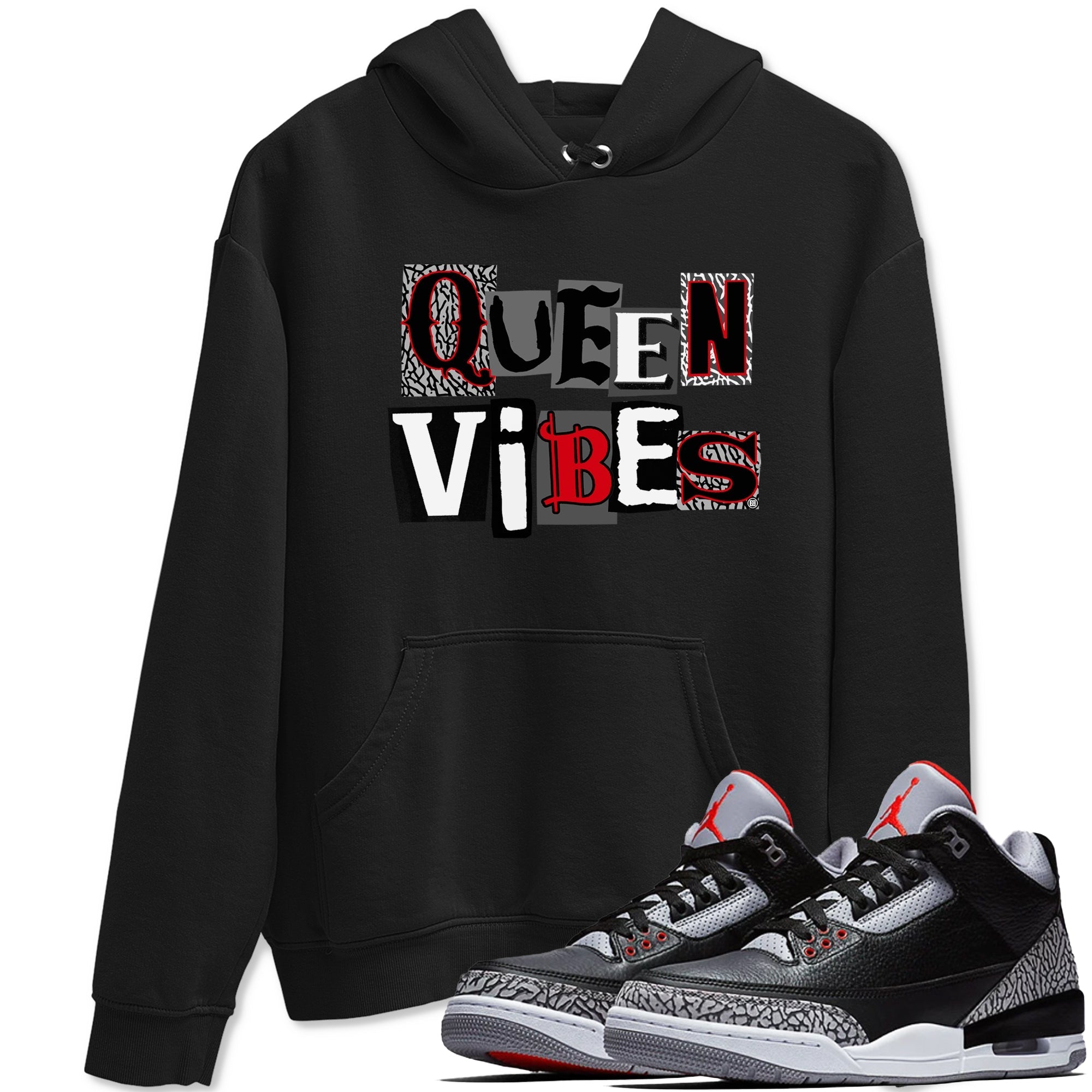 Queen Vibes snkmatch Tees - Air Jordan 3 Black Cement