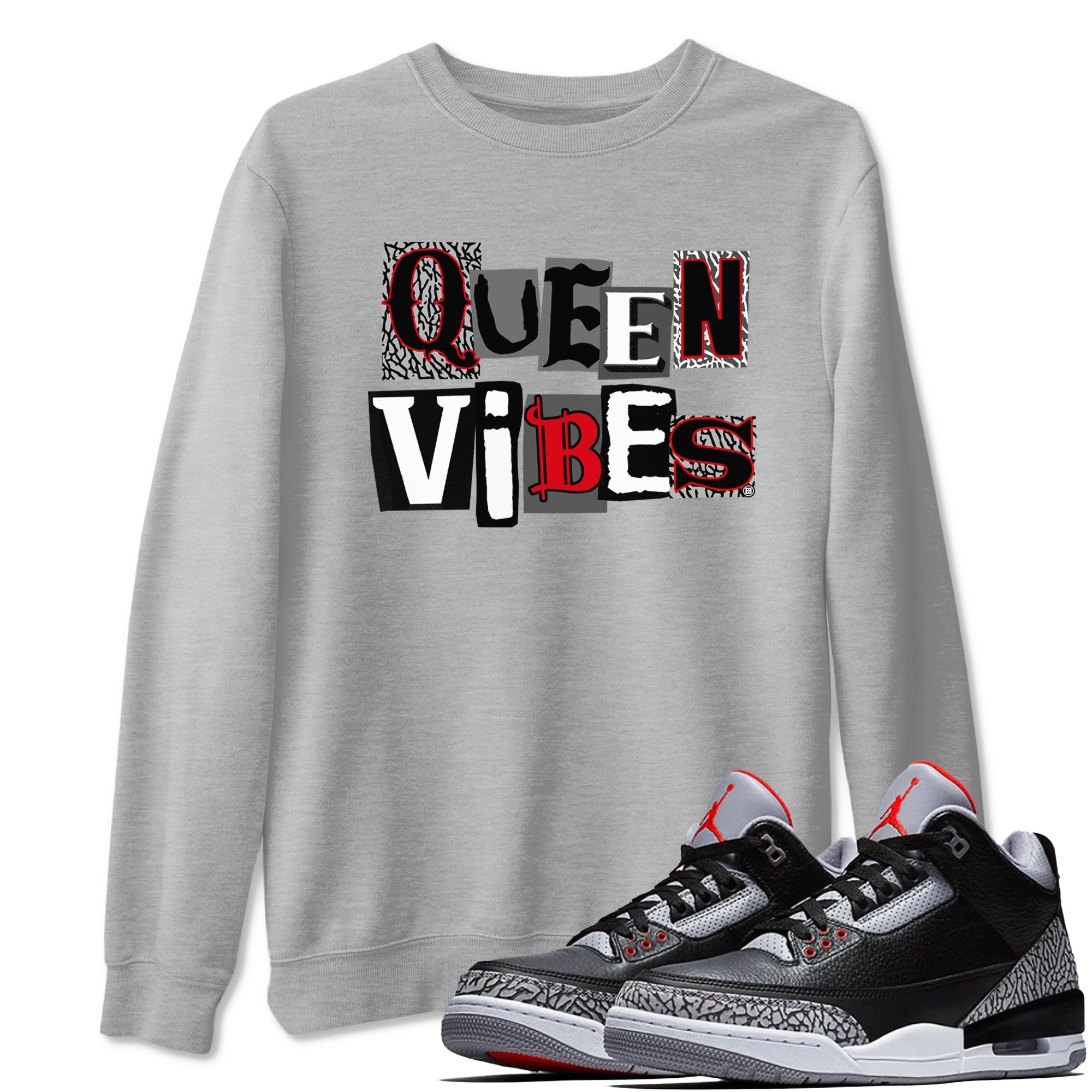 Queen Vibes snkmatch Tees - Air Jordan 3 Black Cement