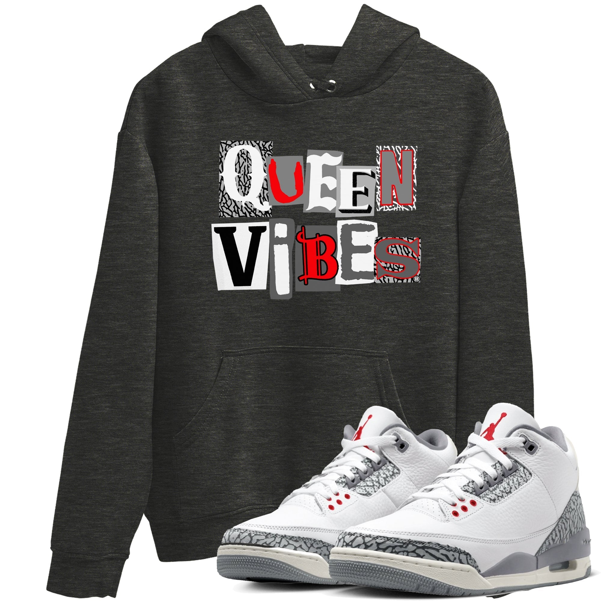 Queen Vibes snkmatch Tees - Air Jordan 3 Cement Grey