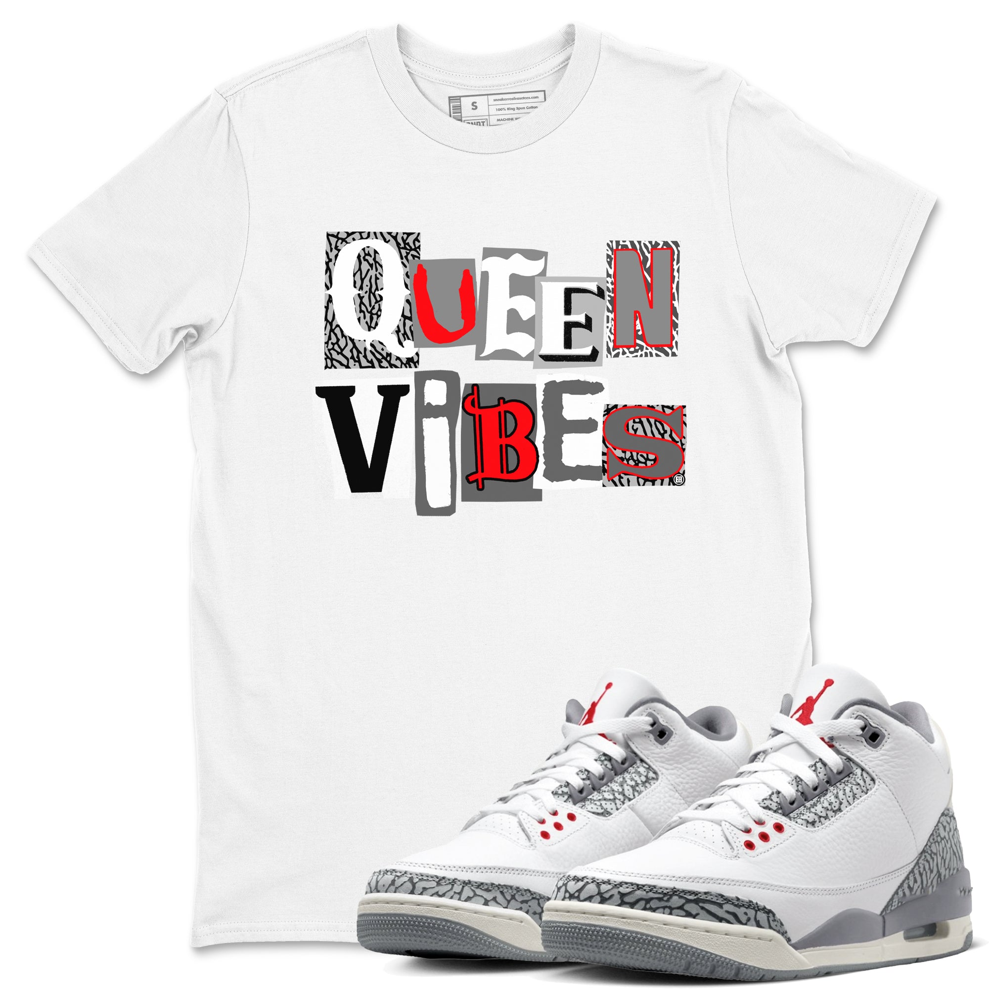 Queen Vibes snkmatch Tees - Air Jordan 3 Cement Grey