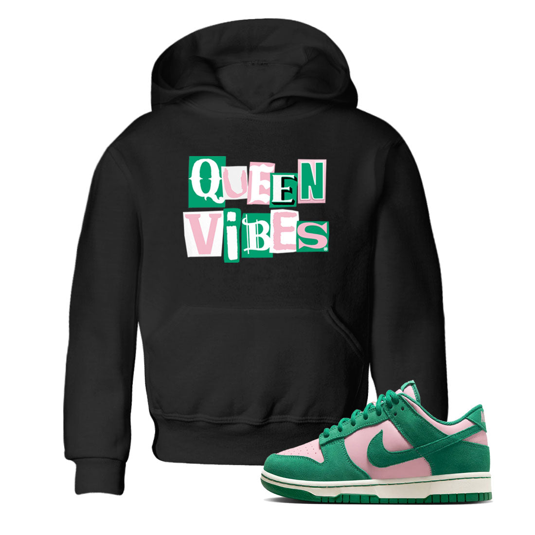 Queen Vibes snkmatch Tees Kids - Dunk Medium Soft Pink Malachite