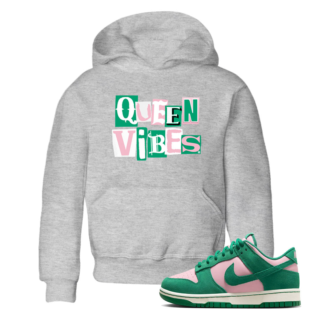 Queen Vibes snkmatch Tees Kids - Dunk Medium Soft Pink Malachite