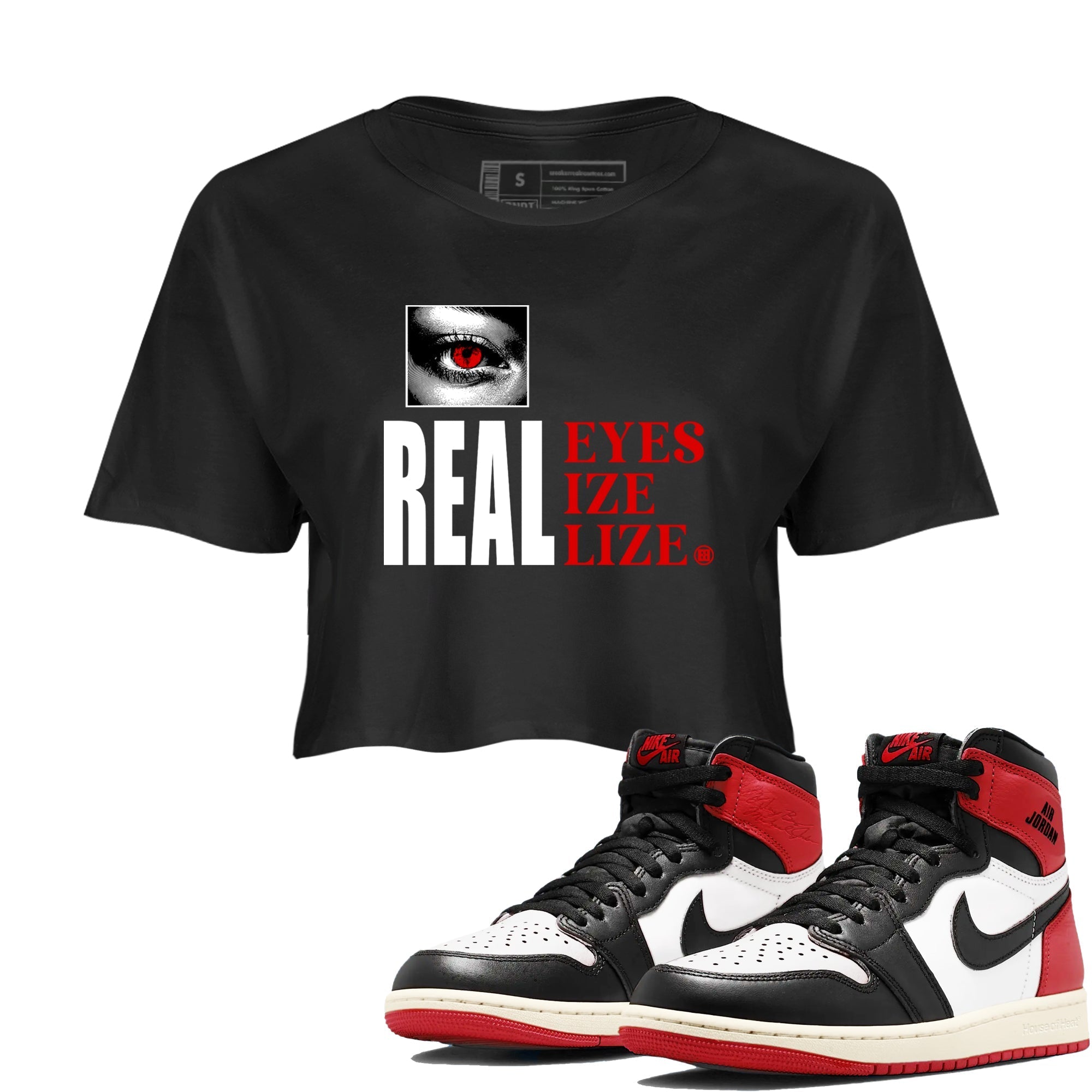 Real Eyes snkmatch Women's Top - Air Jordan 1 Black Toe