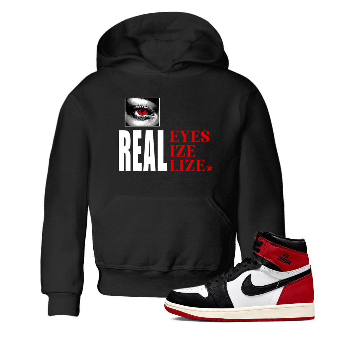 Real Eyes snkmatch Tees Kids - Air Jordan 1 Black Toe
