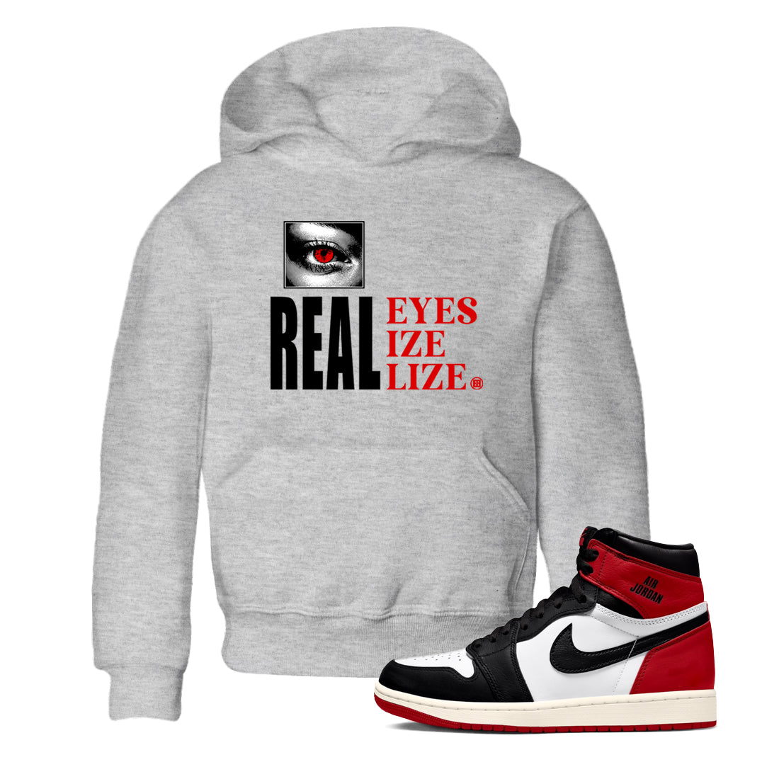 Real Eyes snkmatch Tees Kids - Air Jordan 1 Black Toe