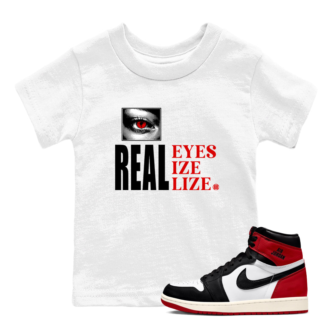 Real Eyes snkmatch Tees Kids - Air Jordan 1 Black Toe