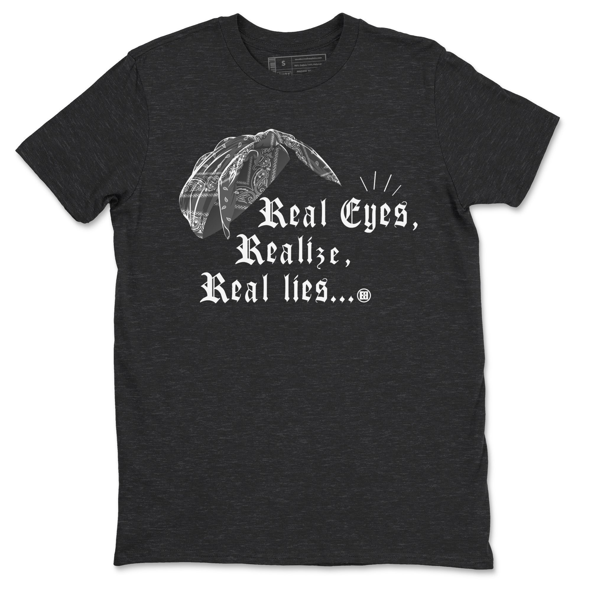 Real Eyes Realize Real Lies snkmatch Tees - Air Jordan 12 Black Wolf Grey