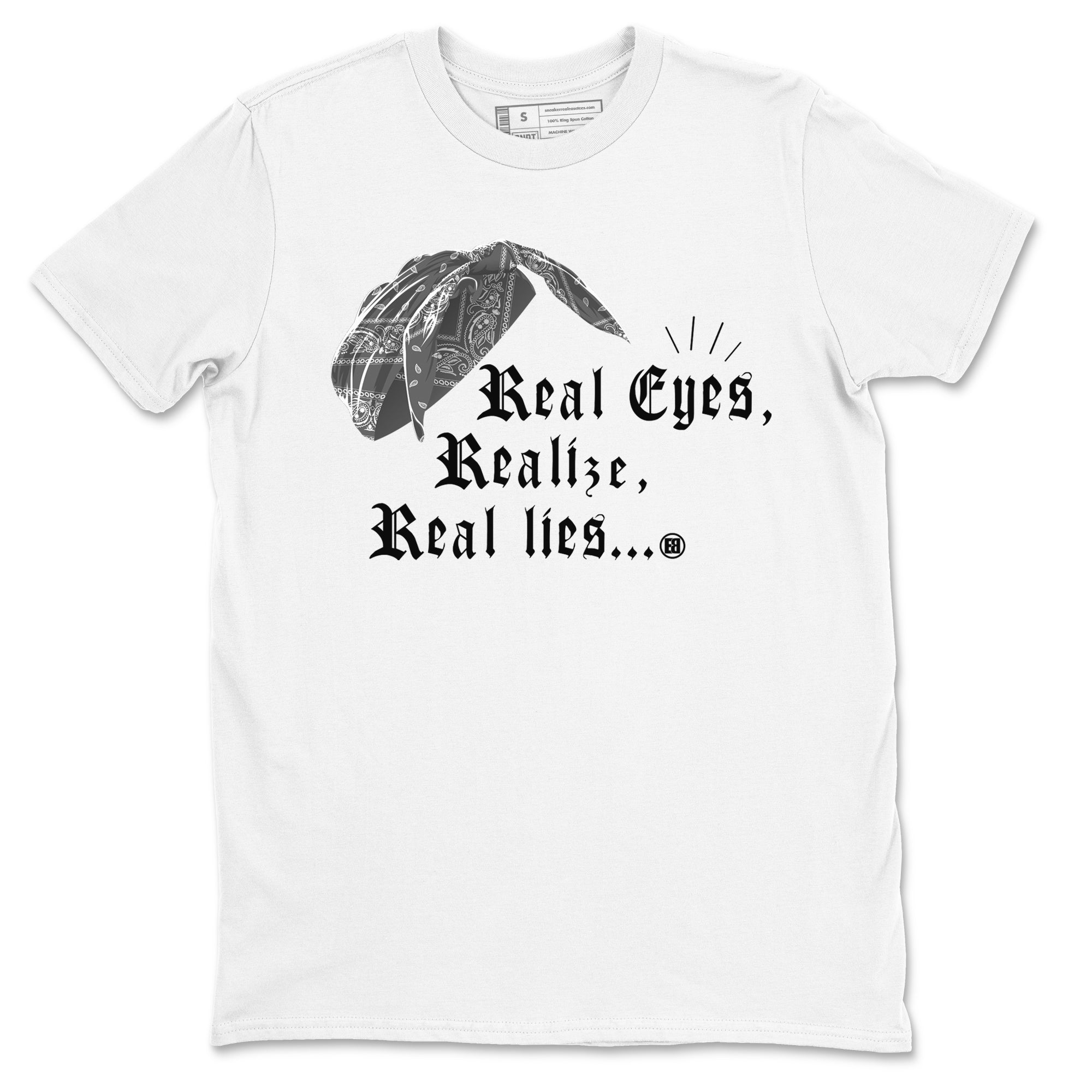 Real Eyes Realize Real Lies snkmatch Tees - Air Jordan 12 Black Wolf Grey