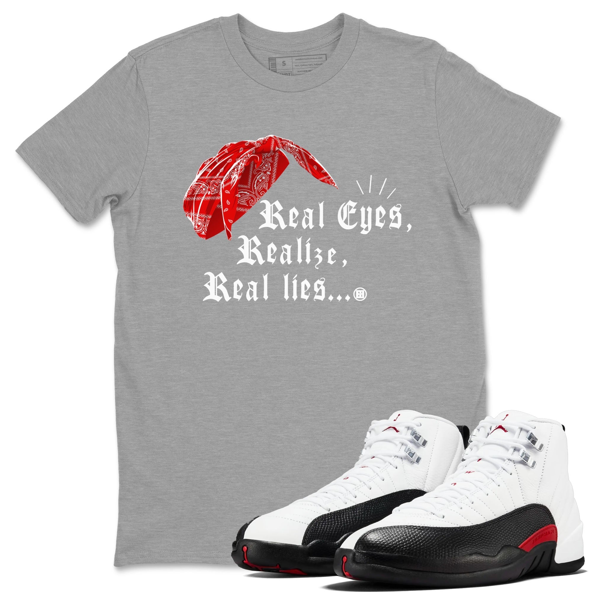 Real Eyes Realize Real Lies snkmatch Tees - Air Jordan 12 Taxi Flip