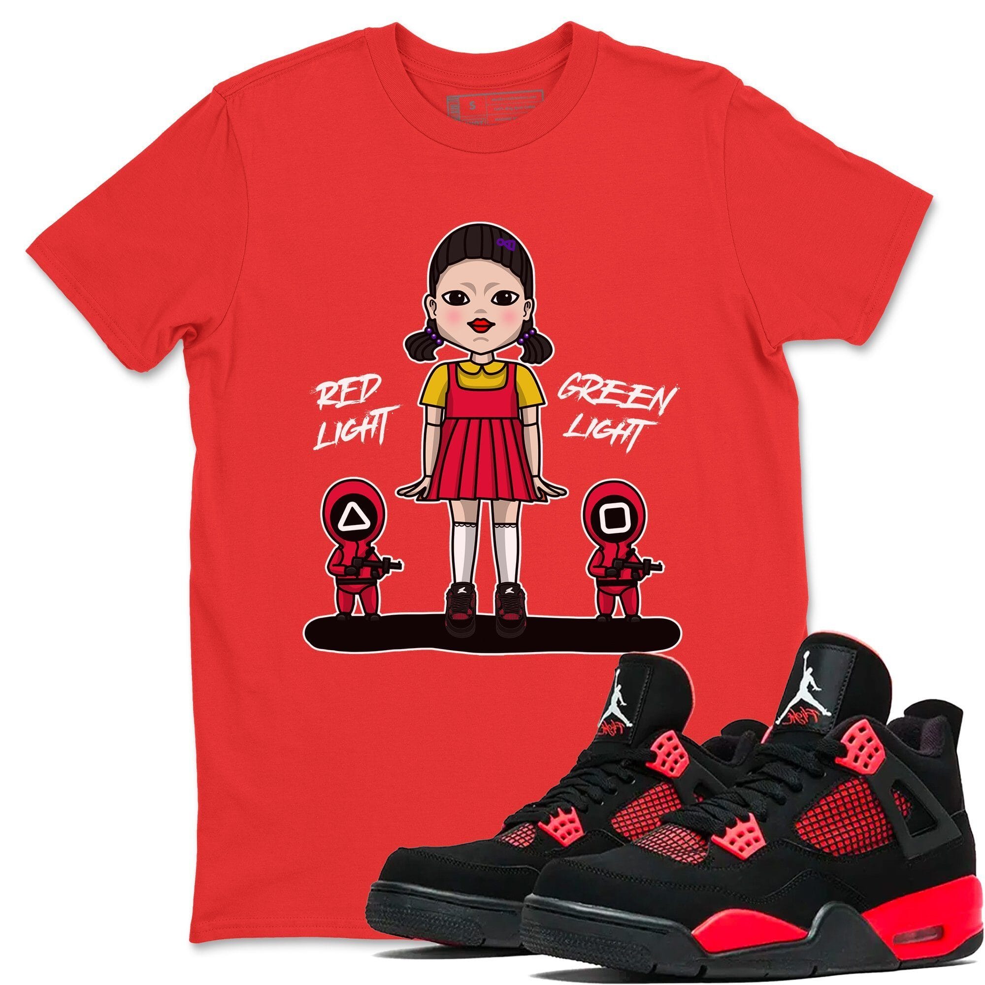 Red Light Green Light Unisex Tops - Air Jordan 4 Red Thunder