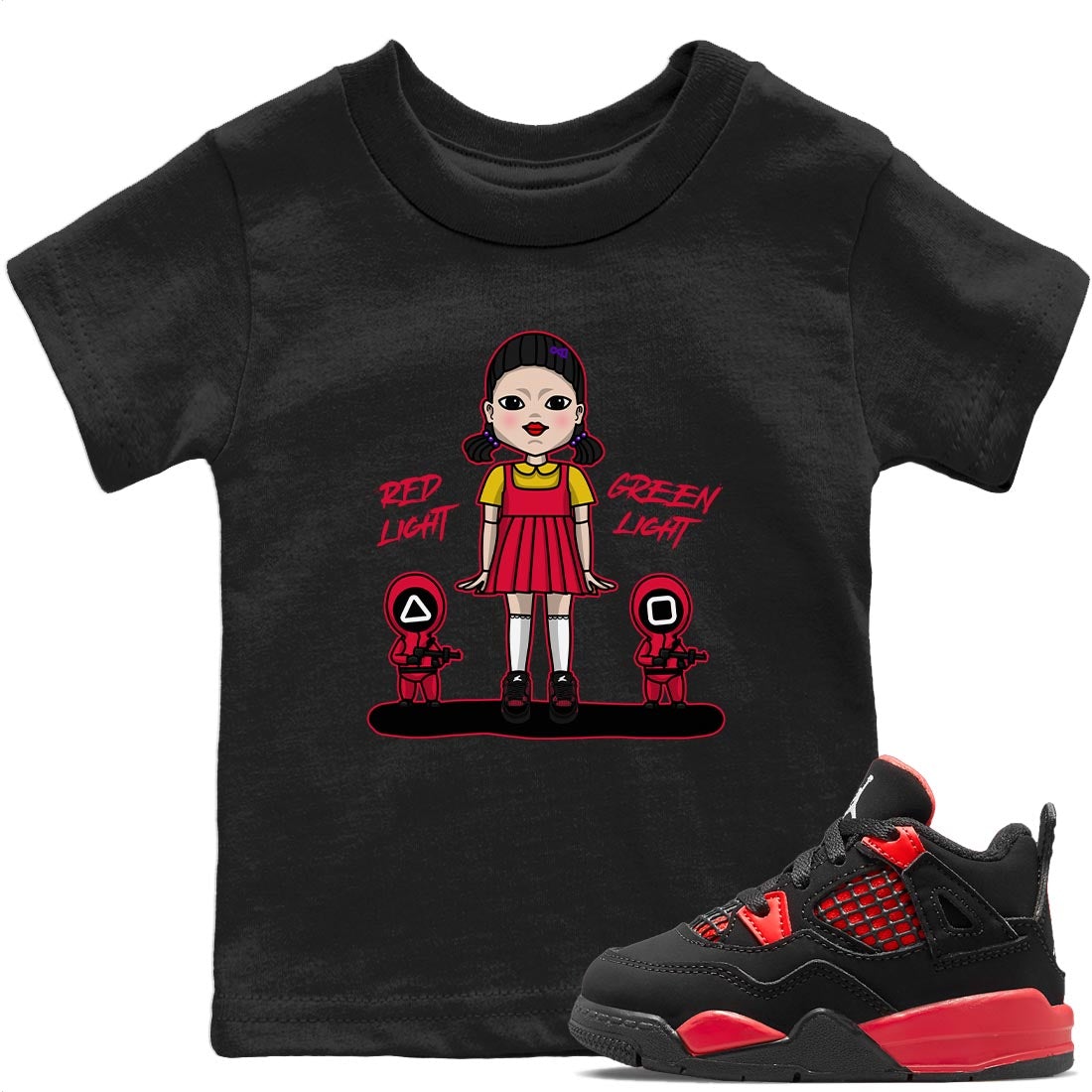 Red Light Green Light Kids Tops - Air Jordan 4 Red Thunder