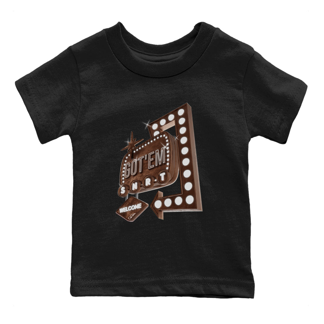 Retro Neon Sign snkmatch Tee Kids - Air Force 1 Chocolate