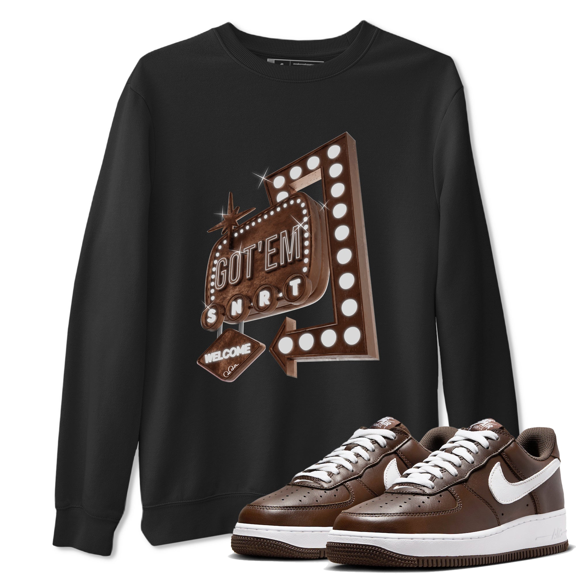 Retro Neon Sign snkmatch Tee - Air Force 1 Chocolate