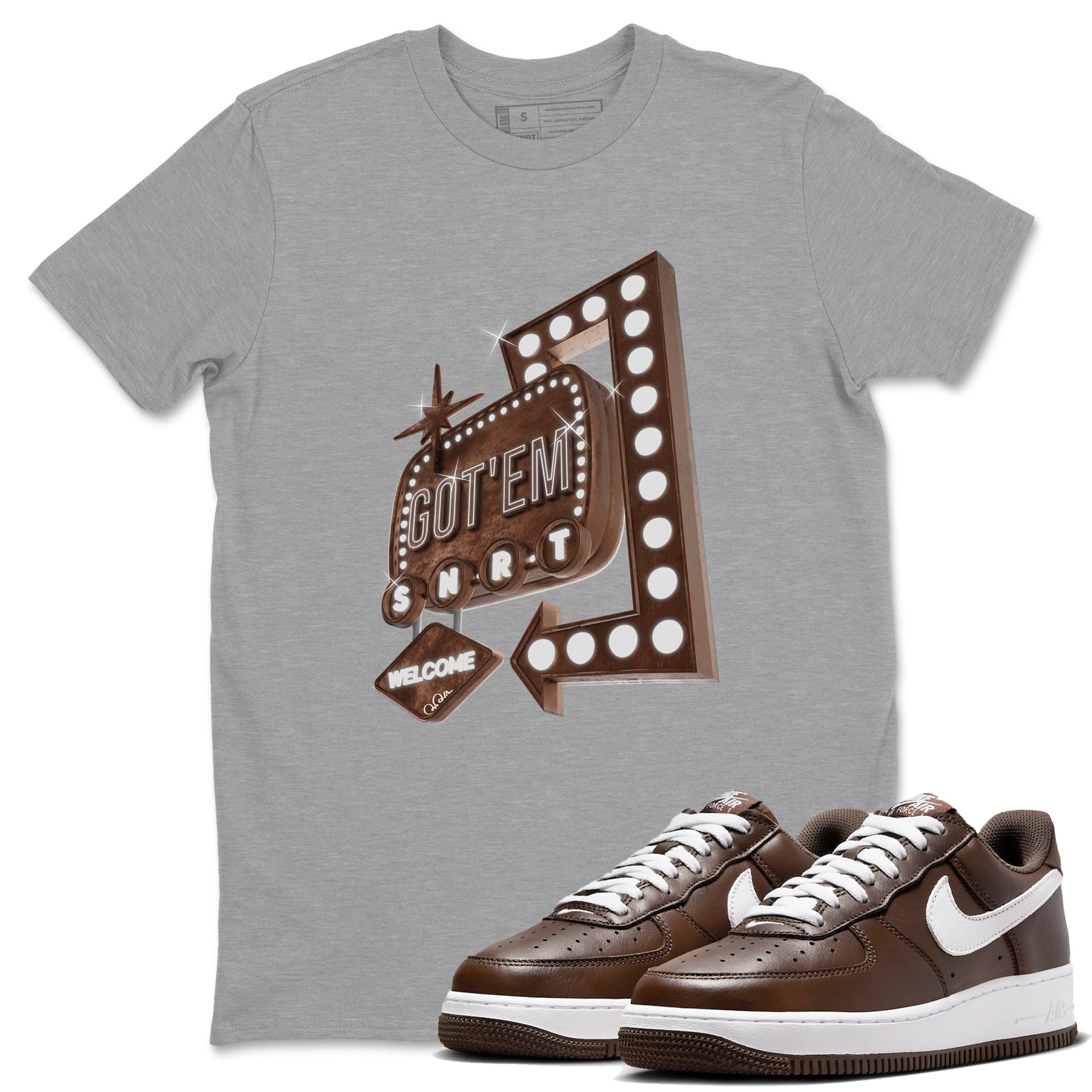 Retro Neon Sign snkmatch Tee - Air Force 1 Chocolate